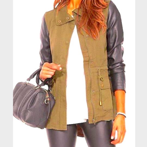 H & M  military/Utility Jacket,  khaki /Tan /Black - Picture 2 of 8